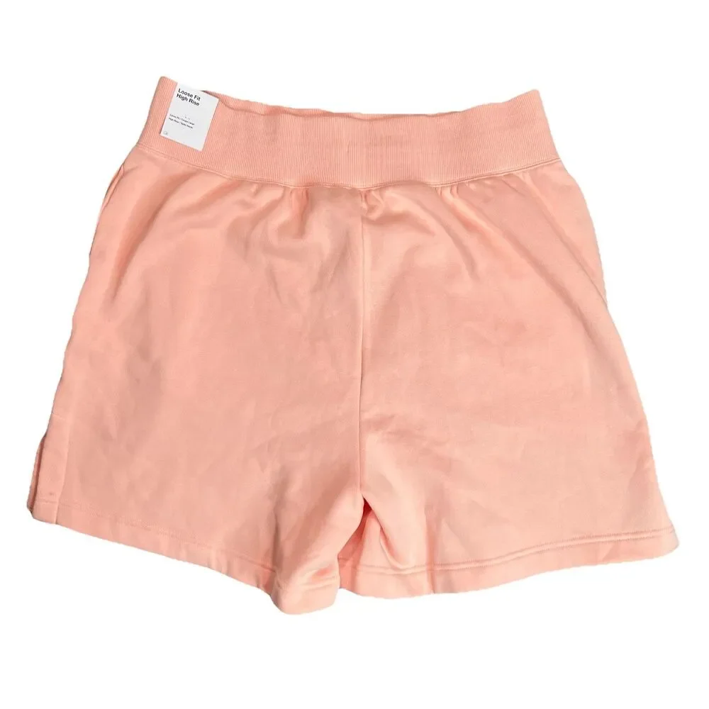 Nike‎ Shorts Womens XL Peach High Rise Loose Fit Fleece Drawstring DQ5717-800